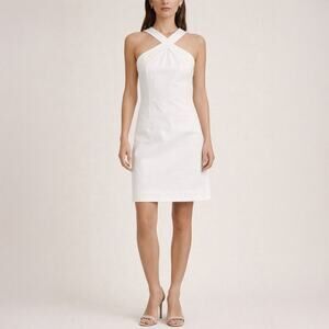 Theory Cross-Neck White Mini Dress